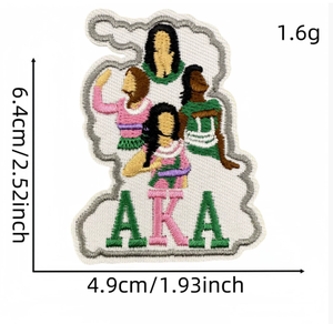 Parche de dibujos animados de parches de hierro bordados de <span class=keywords><strong>Hermanas</strong></span> verde rosado - Product Image 5