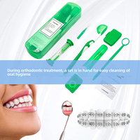 Kit de cuidado bucal de ortodoncia de 8 piezas, incluye cera de ortodoncia, cepillo de dientes, hilo dental, espejo bucal, regalo de clínica de ciencia médica