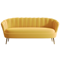 Fauteuil d'appoint moderne en velours tufté de style nordique avec accoudoirs rembourrés et pieds en métal pour salon, chambre et bureau