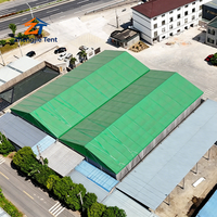 Tente de stockage industrielle robuste verte pour entrepôt, abri de grande capacité avec structure en aluminium, portable pour le stockage de matériaux en usine
