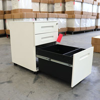 Serrure minimaliste sous le bureau piédestal meubles maison acier bureau stockage roues en métal mobile 3 tiroirs classeur Mobile