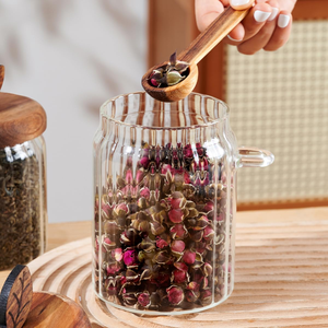 Modern Airtight Glass Storage Containers Lids Spoon <b>Large</b> Capacity Cylinder Canisters for Kitchen Food Use Great for Parties - Product Image 5