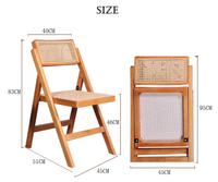 Chaises de salle à manger en bois pliables en rotin naturel de restaurant pliantes durables en gros pour les événements