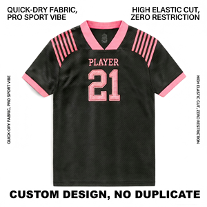 Jersey Sepak Bola Pria Custom 100% Polyester Bordir Kerah Bulat Lengan Pendek Cepat Kering Bernapas Sablon Laser Atasan Tim - Product Image 2