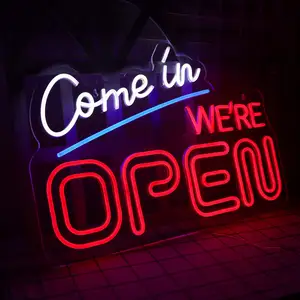 私たちはオープンネオンサインですビジネスショップとバークラブパブのためのネオンラージオープンサインを主導しました超明るい光オープン理髪店