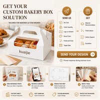 Boîte à pâtisserie en carton blanc avec logo personnalisé, fenêtre transparente et poignée en papier, emballage écologique pour gâteaux et pain