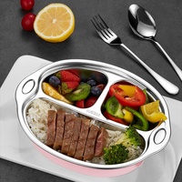 Assiette Moderne Simple en Acier Inoxydable pour Enfants, Assiette à Grille pour Bébé, Motif Dessin Animé, Rentrée Scolaire, Durable, Compatible Lave-Vaisselle, Non Toxique