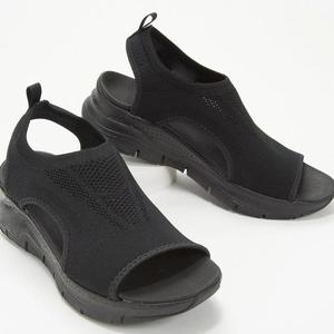 HD-058 Chaussures décontractées légères d'été pour femmes à plateforme, à bout ouvert, avec bride de cheville, en maille tricotée respirante et confortable - Product Image 4
