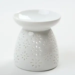 Scava fuori Tealight White Wax Melt Candle Lamp aromaterapia incenso bruciatore di olio essenziale in ceramica nordica