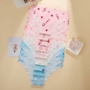 Confezione da 10 mutandine triangolari stampate senza cuciture da donna, con bordo smerlato sulle cinture <span class=keywords><strong>e</strong></span> sui bordi delle gambe, intimo traspirante per l'estate - Product Image 5