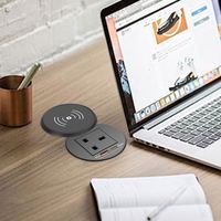Multiprise de table encastrable PD20W 80mm avec couvercle rotatif et chargeur sans fil 10W, prise de bureau encastrable de protection