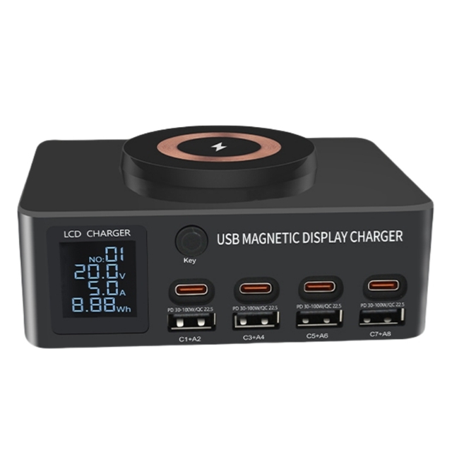GaN 3PD Port Total Power 140W Single-port Maximum 140W Fast Wireless Charging Station for Mobile Phone Laptop Magnetic Function