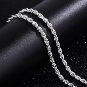 Cadena de Plata de Ley 925 Chapada en Oro Blanco/Amarillo de 2mm 3mm 4mm de Ancho para Collar, Joyería, Gran Venta - Product Image 3