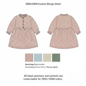 Осеннее повседневное платье для девочек с длинным рукавом, милое детское платье до колен с принтом, 100% хлопок, для малышек - Product Image 3