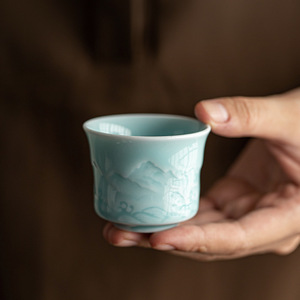 ถ้วยชาเซลาดอนลายนูนทรงกระบอก สำหรับชงชาแบบกังฟู ใช้ในบ้าน - Product Image 3