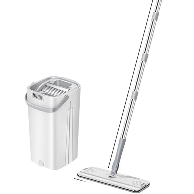 Household Flat Mop and Bucket Hand Free Washing Floor Cleaning Mop Wet & Dry Usage rotating retractable microfiber mop
