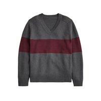 Pull en maille personnalisé pour homme, mélange de laine, col en V, anti-plis, anti-rétrécissement, décontracté, haute qualité, style preppy, pour le week-end, automne