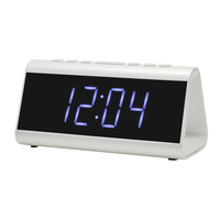 Jam Alarm Digital pintar cermin LED, dengan pengisi daya USB portabel pengaturan kecerahan Area tampilan Alarm Radio