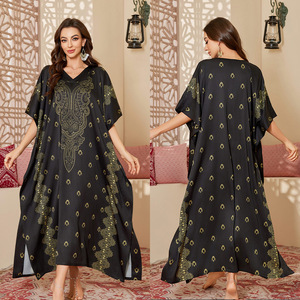 Nova Abaya de Cetim Estampada 2026 para Mulheres, Vestuário Islâmico Tradicional, Robe Longa, Vestido Muçulmano Modesto - Product Image 6
