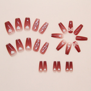 <span class=keywords><strong>2025</strong></span> <span class=keywords><strong>Hot</strong></span> Bán Bán Buôn Đầy Đủ Bìa Móng Tay Giả Màu Hồng Ombre Pháp Dài Lời Khuyên Gel Móng Tay Cung Và Trái Tim Báo Chí Trên Tái Sử Dụng Móng Tay - Product Image 2