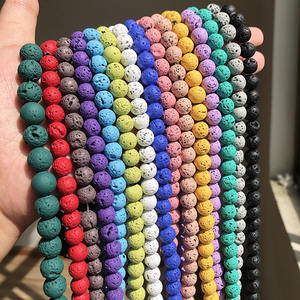 Perles de pierre de lave volcanique en caoutchouc naturel 4MM-10MM en rouge bleu jaune blanc pour la fabrication de bijoux bracelet à bricoler soi-même vente en gros - Product Image 3