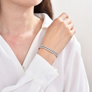 16.5mm 18mm Rétro Vintage Hip Hop Haute Poli Cubique 925 Argent Zircone Miami pour Hommes Femmes Cubain Lien Chaîne Bracelet - Product Image 2