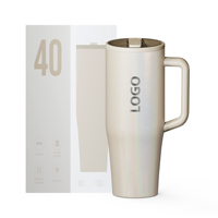 Gobelet isotherme en acier inoxydable double paroi sous vide, 40 oz, personnalisé 2026, avec bec amovible et couvercle anti-fuite, finition arc-en-ciel nacré