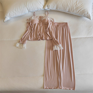 Pyjama long à manches longues pour femme, coupe ample, sexy, respirant, séchage rapide, avec coussinets de poitrine intégrés – Nouvelle collection Printemps-Été-Automne – Vente Flash - Product Image 2