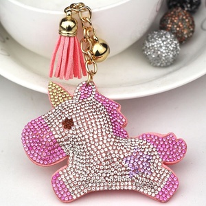 Trendy <b>Cartoon</b> Glitter Bling Pony Keychain Pendant Rhinestone Unicorn Tassel Key Chains <b>ring</b> Key Accessories - Product Image 3