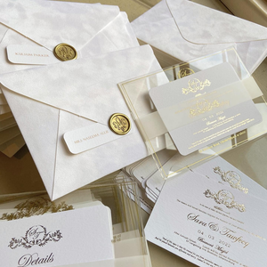 Tarjetas de invitación de boda de lujo de alta calidad, sobre de terciopelo, <span class=keywords><strong>hojas</strong></span> de papel texturizado para eventos corporativos, boda, Día de San Valentín - Product Image 1