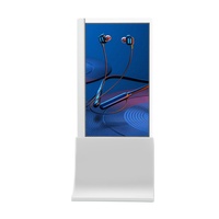Écran OLED transparent de 55 pouces sur pied blanc, pas de pixel de 0,88 mm, machine publicitaire de bureau pour hall d'exposition commercial