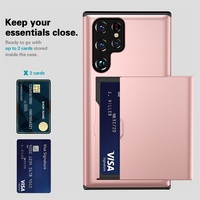 Étui portefeuille robuste avec fentes pour cartes pour Samsung Galaxy S23 Ultra, étui pour cartes pour Samsung S23 S22 Plus S21