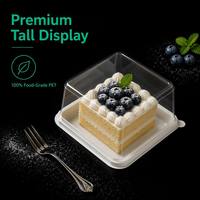 Boîte à gâteau carrée en plastique PET transparent jetable à usage unique pour macarons et pain