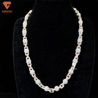 Luxe TwoTone 10mm Perle Boule Chaîne Rappeur Collier Or Rose Hommes Hip Hop Bijoux 925 Argent Glacé VVS Moissanite Diamant Cadeau