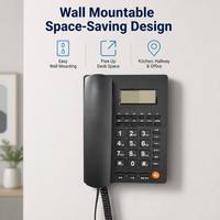 Téléphone fixe filaire avec identification de l'appelant, 10 touches de mémoire, haut-parleur, recomposition rapide, téléphone de bureau PBX pour le bureau et la maison