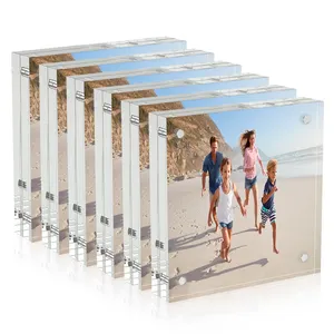 Multi Size Clear Acrylic Photo Frame Wholesale Double Sided Frameless Magnetic Photo Frame Picture Desktop Display