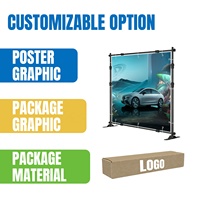 Stand Banner Besi 8x8 Kaki, Dapat Disesuaikan, untuk Backdrop Step and Repeat, Stand Poster, Stand Display Latar Belakang untuk Periklanan