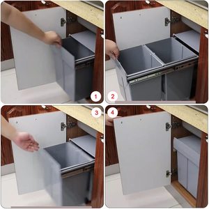 Sliding Plastic Storage Box Trash Can Pull Out Built in <strong>Double</strong> Waste <strong>Bins</strong> <strong>for</strong> <strong>Kitchen</strong> Restaurant - Product Image 5