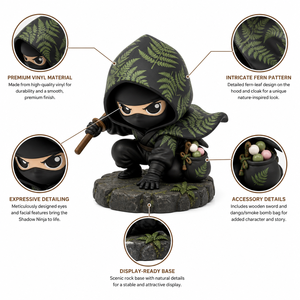 OEM Maßgefertigte Waldfern-Schatten-Ninja Vinylfigur Direktvertrieb Blatt-<span class=keywords><strong>Assassin</strong></span> Kunstspielzeug <span class=keywords><strong>Figur</strong></span> - Product Image 2