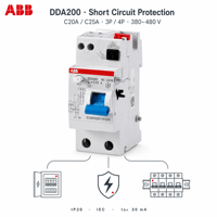Dispositif de protection contre les courants résiduels ABB DDA204 RCD 4P 63A 30mA, disjoncteur différentiel électromagnétique, IEC 61008 CE, directement de l'usine