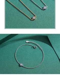 S925 silver cute dainty charm <b>bracelet</b> <b>adjustable</b> thin chain with blue stone accents ultra thin gold silver wrist chain - Product Image 6