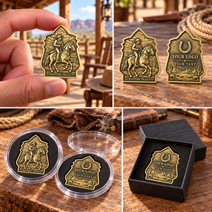 Pièce de monnaie personnalisée sur le thème du western et du cowboy avec motif en relief double face pour souvenirs de ranch et cadeaux de collection OEM ODM - Product Image 2