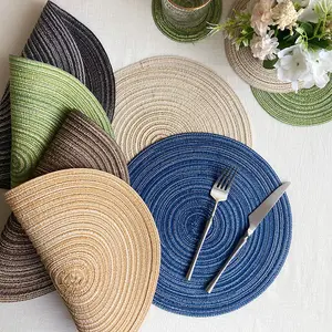 Custom Washable Round Braided Placemats woven Rattan Line placemats
