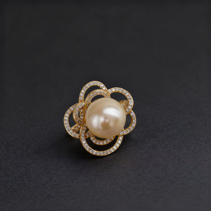 10749DIY Pearl Accessories S925 Pure <b>Silver</b> <b>Ring</b> with Hollow Support 3-4mm Round Korean Style Inlay Jewelry <b>Set</b> - Product Image 3