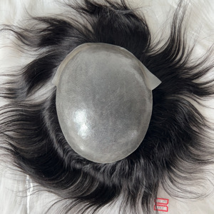 Spedizione veloce base di elaborazione parrucchino 100% veri capelli umani europei pezzi di sistema di sostituzione per gli uomini parrucchino pelle super sottile per gli uomini - Product Image 2