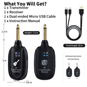 Plug and play 108dB phạm vi năng động UHF ban nhạc Guitar Pickup <span class=keywords><strong>Receiver</strong></span> âm thanh không dây thu phát - Product Image 6
