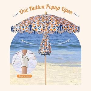 Оптовая продажа, винтажный солнцезащитный козырек с принтом, уличный складной внутренний дворик, зонт с бахромой, Солнцезащитный пляжный зонт с наклоном - Product Image 3