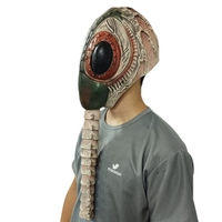 Masque intégral en latex démoniaque beige à texture craquelée, bouche violette, dreadlocks noires, crocs, amusant, original, tendance, pour Halloween, cosplay, fête