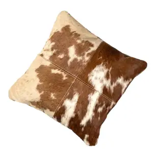 Best selling Fashionable Cowhide hairon fur cushion cover handmade high quality products genuine leather products