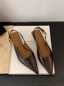 Semplici sandali con <span class=keywords><strong>tacco</strong></span> <span class=keywords><strong>basso</strong></span> sottile in pelle morbida 2025 <span class=keywords><strong>scarpe</strong></span> con cinturino Casual - Product Image 2